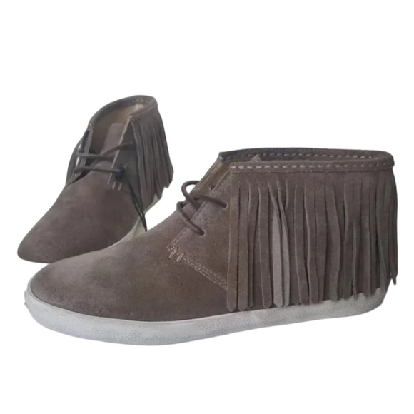 Frye Sneakers Womens 8M Dylan Brown Suede Fringe Leather Lace Up Shoes - Picture 3 of 6